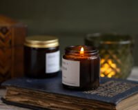 sample sale natural wax candle in amber jar