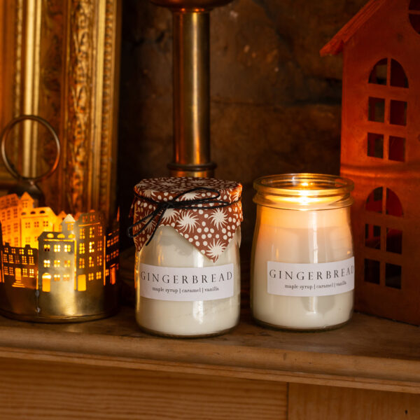 gingerbread scented vintage yoghurt pot candle