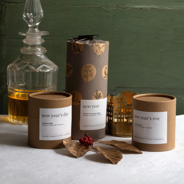 new year scented natural wax candle duo gift set