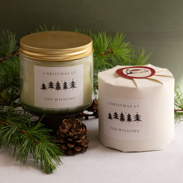 personalised christmas scented natural wax candle