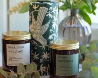 Scented amber jar candles gift wrapped for birthdays and special occasions. Handmade in Scotland and wrapped in Cambridge Imprint paper