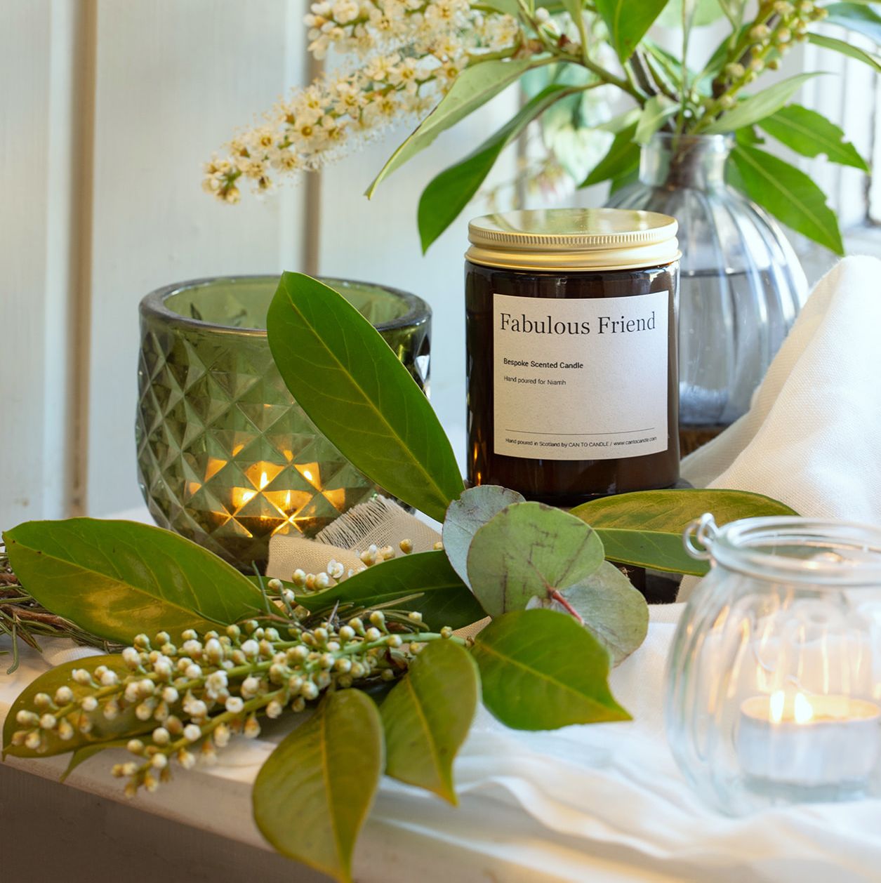 personalised friendship candle in amber jar made from natural wax
