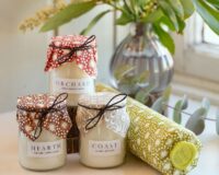 vintage youghurt pot candle gift set in 3 classic scents made with natural wax
